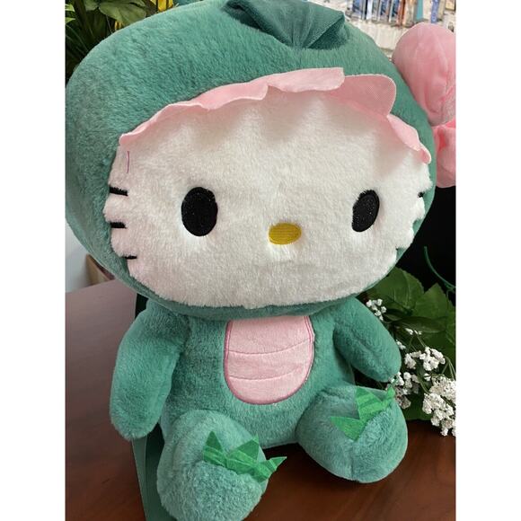Sanrio Hello Kitty In Dino Costume Plush Backpack 2023 Approx. 15”X12" - Picture 3 of 10